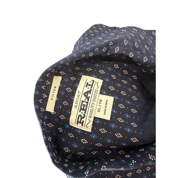 Ariat Real Fitted Women’s XL Blue Long Sleeve Button Down Blouse - Picture 5 of 6